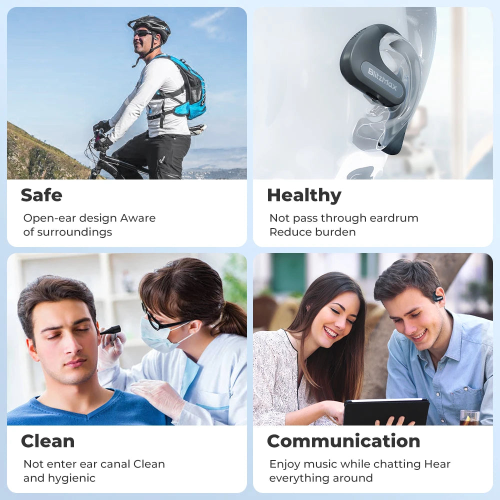 Open-Back Headphones Noise Reduction Earphones for Sports Running Swimming