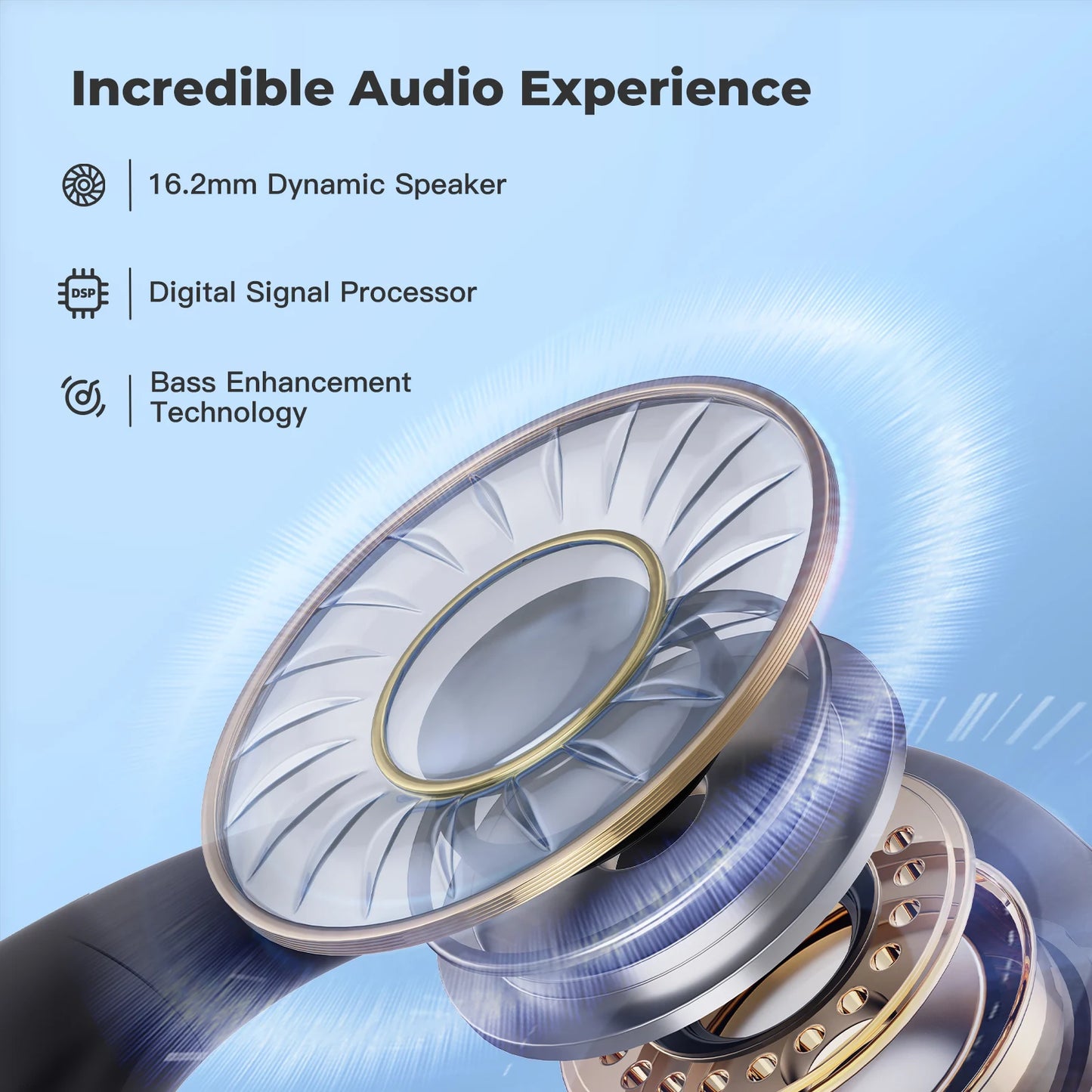 Open-Back Headphones Noise Reduction Earphones for Sports Running Swimming